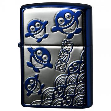 クジラッキー Zippo B柄(ブルー×ゴールド)