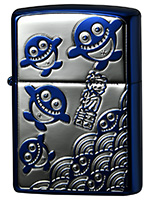 クジラッキー Zippo B柄(ブルー×ゴールド)